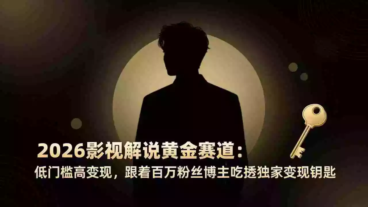 (17721期)2026影视解说黄金赛道:低门槛高变现,跟着百万粉丝博主吃透独家变现钥匙