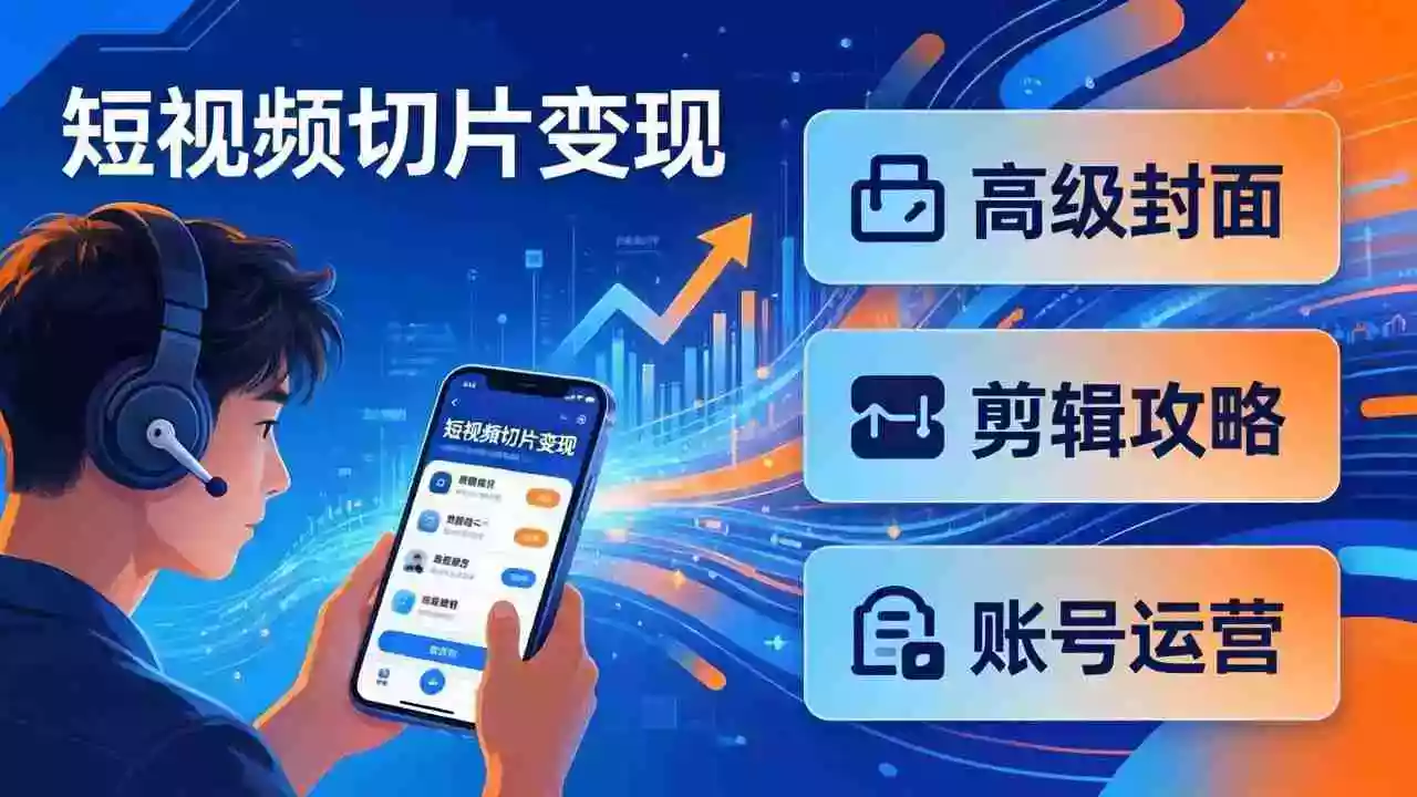 (17758期)短视频切片变现速成班2.0:高级封面+剪辑攻略+账号运营,0基础小白快速入局副业