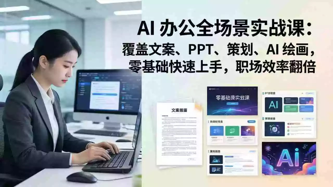 (17732期) AI 办公全场景实战课:覆盖文案、PPT、策划、AI 绘画,零基础快速上手,职场效率翻倍