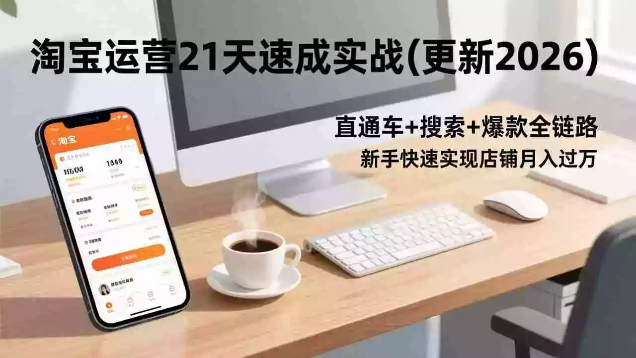 (17806期)淘宝运营21天速成实战(更新3月),直通车+搜索+爆款全链路,新手快速实现店铺月入过万