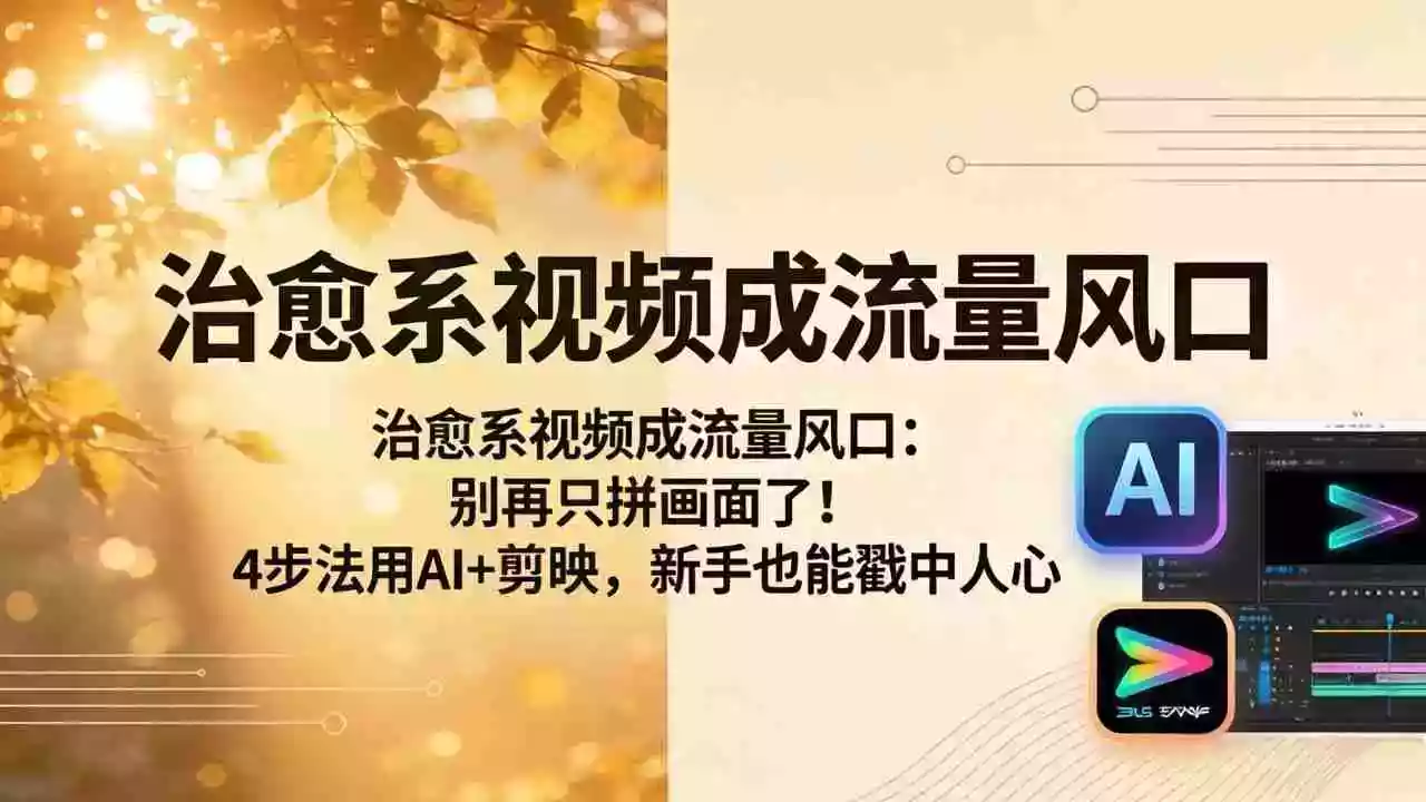 治愈系视频成流量风口:别再只拼画面了!4步法用AI+剪映,新手也能戳中人心