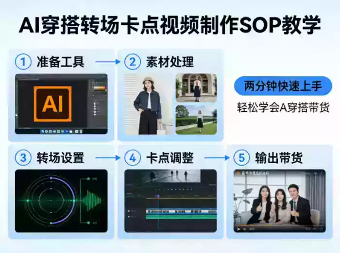 AI穿搭转场卡点视频制作SOP教学,两分钟快速上手,轻松学会AI穿搭带货
