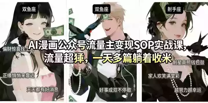 AI漫画公众号流量主变现SOP实战课,流量超猛,制作简单,一天多篇躺着收米