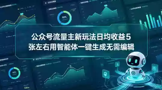 公众号流量主新玩法日均收益5张左右用智能体一键生成无需编辑