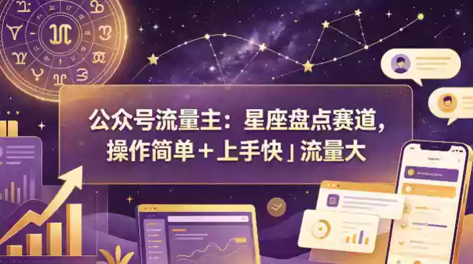公众号流量主:星座盘点赛道,操作简单+上手快+流量大