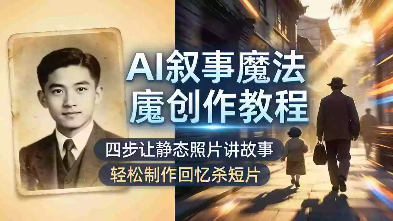 AI叙事魔法创作教程,四步让静态照片讲故事,老照片修复加动态特效,轻松制作回忆杀短片