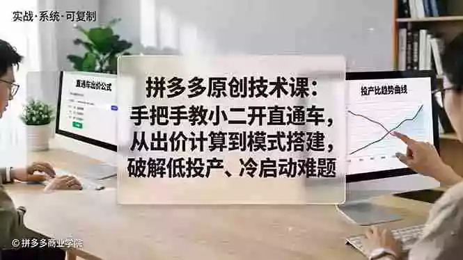 拼多多原创技术课:手把手教小二开直通车,从出价计算到模式搭建,破解低投产、冷启动难题