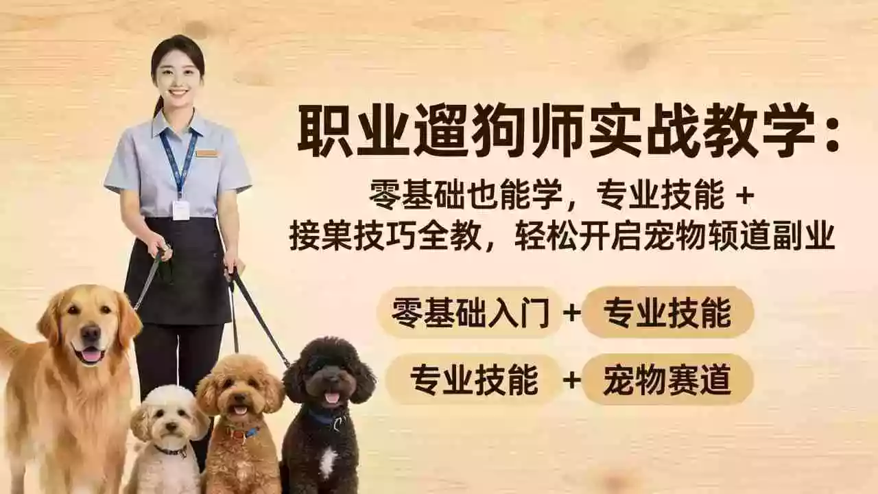 职业遛狗师实战教学:零基础也能学,专业技能 + 接单技巧全教,轻松开启宠物赛道副业