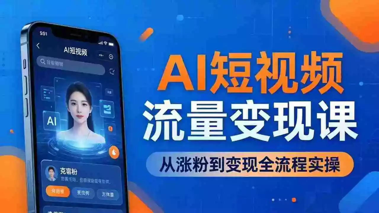 (17939期)AI短视频流量变现课:一部手机玩转数字人克隆+爆款制作,从涨粉到变现全流程实操