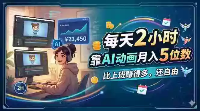 每天 2 小时,靠 AI 动画月入 5 位数,比上班赚得多,还自由