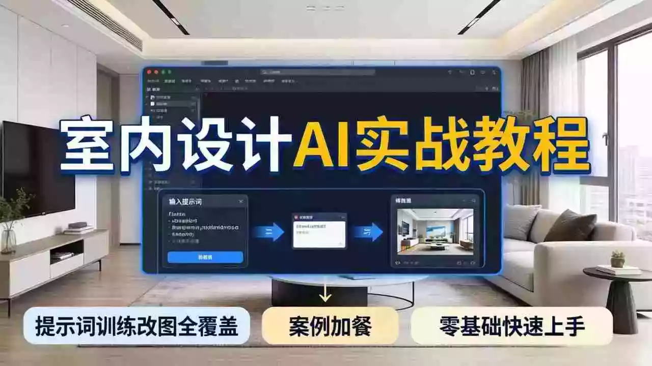 2026室内设计AI实战教程,提示词训练改图全覆盖,搭配案例加餐,零基础也能快速上手