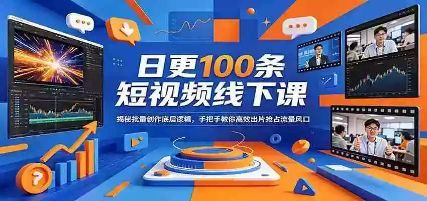 日更100条短视频线下课:揭秘批量创作底层逻辑,手把手教你高效出片抢占流量风口