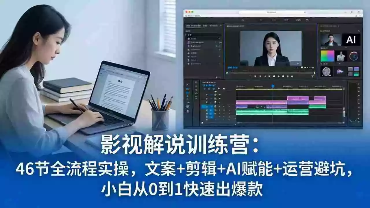 影视解说特训营:46节全流程实操,文案+剪辑+AI赋能+运营避坑,小白从0到1快速出爆款