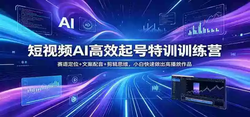 短视频AI高效起号特训训练营:赛道定位+文案配音+剪辑思维,小白快速做出高播放作品