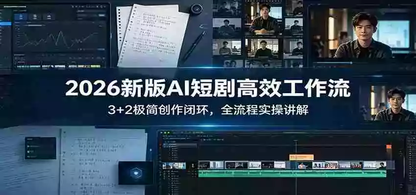 2026新版AI短剧高效工作流:3+2极简创作闭环,全流程实操讲解