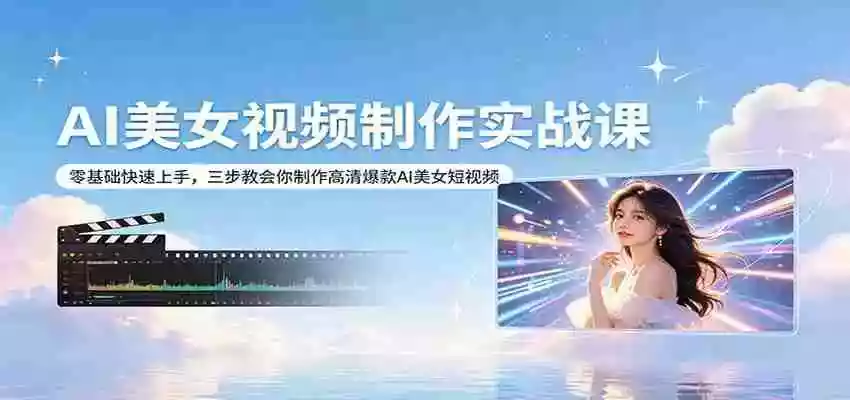 AI美女视频制作实战课:零基础快速上手,三步教会你制作高清爆款AI美女短视频