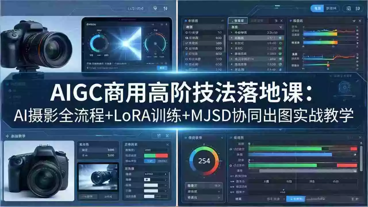 AIGC商用高阶技法落地课:AI摄影全流程+LoRA训练+MJSD协同出图实战教学