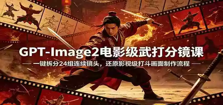 GPT-Image2电影级武打分镜课:一键拆分24组连续镜头,还原影视级打斗画面制作流程
