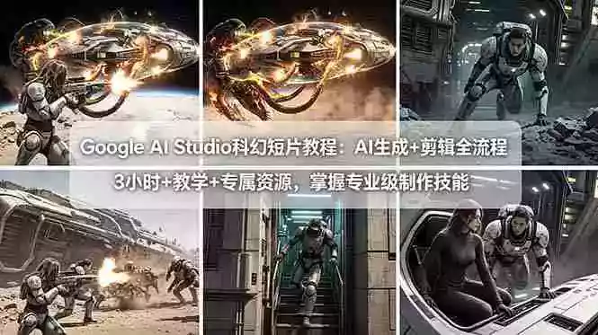 Google AI Studio科幻短片教程:AI生成+剪辑全流程,3小时+教学+专属资源,掌握专业级制作技能