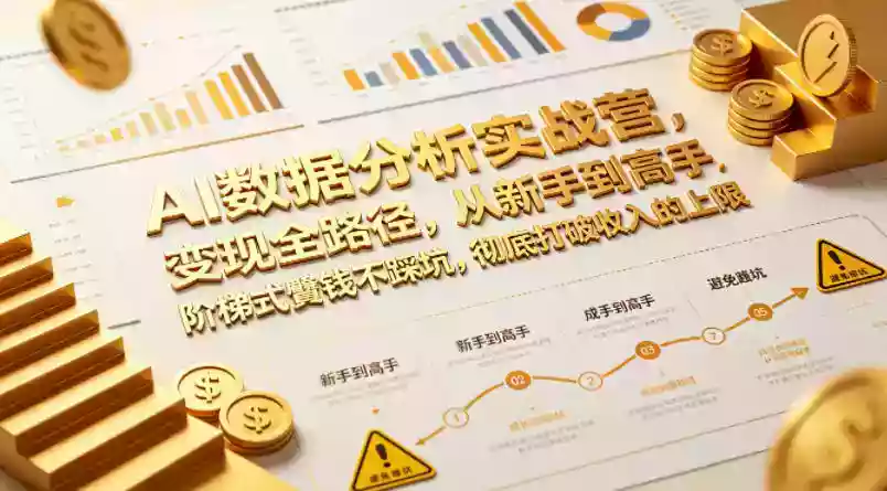 AI数据分析实战营,变现全路径,从新手到高手,阶梯式賺钱不踩坑,彻底打破收入的上限
