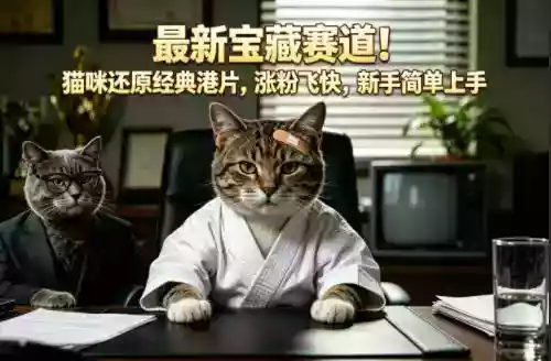 最新宝藏赛道!猫咪还原经典港片,涨粉飞快,新手简单上手