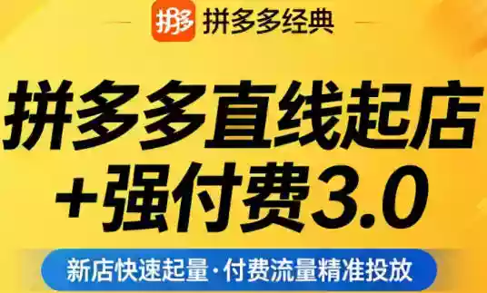 拼多多直线起店+强付费3.0,教你稳定起店、高效控投产、破解流量瓶颈(更新4月)