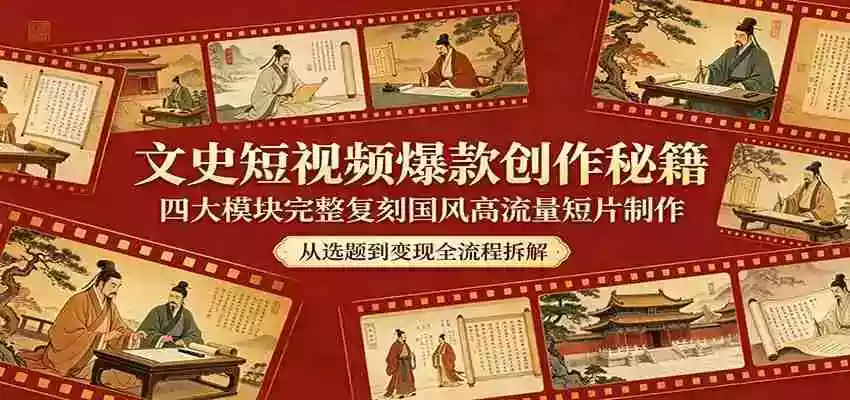 文史短视频爆款创作秘籍:四大模块完整复刻国风高流量短片制作