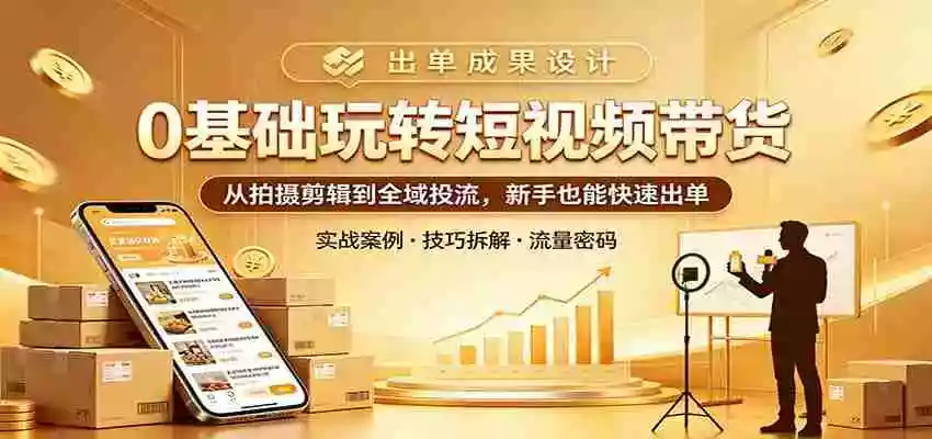 0基础玩转短视频带货:从拍摄剪辑到全域投流,新手也能快速出单