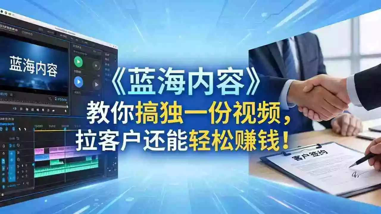 做视频卷不动了?《蓝海内容》教你搞独一份视频,拉客户还能轻松赚钱!
