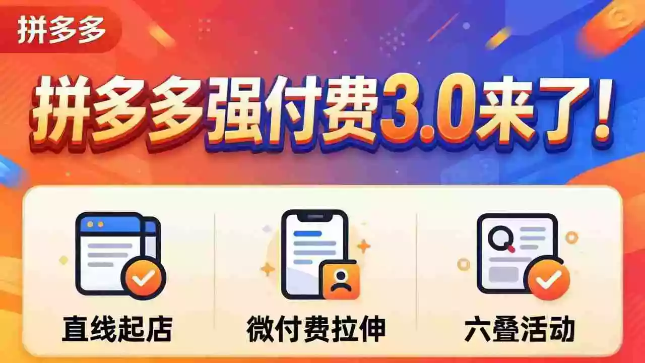 拼多多强付费3.0来了(更新4月)直线起店+微付费拉伸+六叠活动,稳定起店破解流量瓶颈