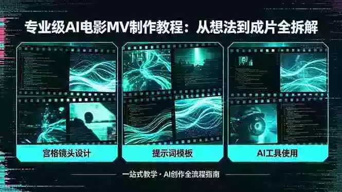 专业级AI电影MV制作教程,从想法到成片全拆解,宫格镜头+提示词模板+AI工具一站式教学