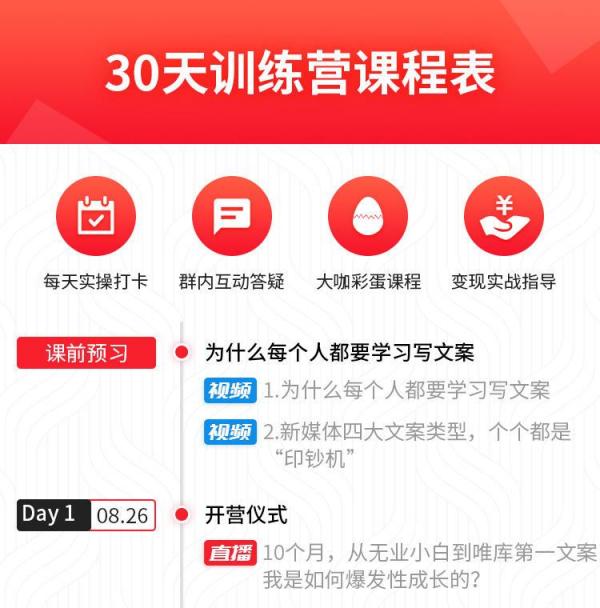 爆款吸金文案训练营，30天开启文案赚钱之旅
