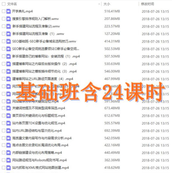 最新网站SEO优化排名全套视频教程,基础班+运营班打包学习