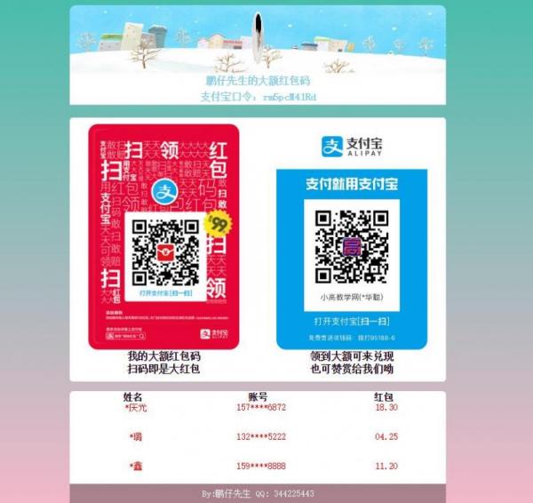 支付宝红包引流单页 自适应手机+pc 纯HTML+CSS+JS实现