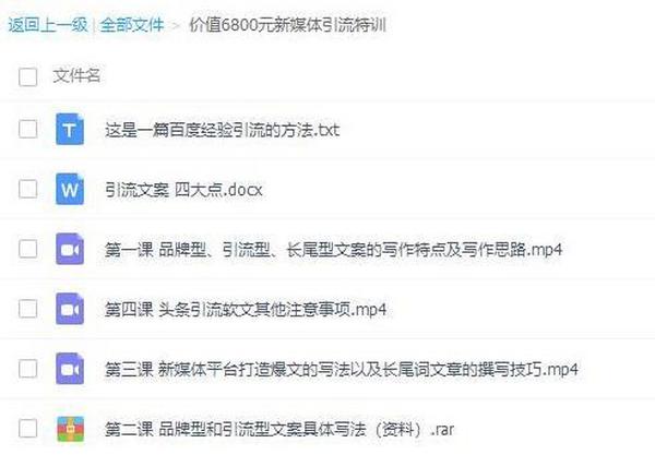 《价值6800元新媒体引流特训》 视频+文档全套课程