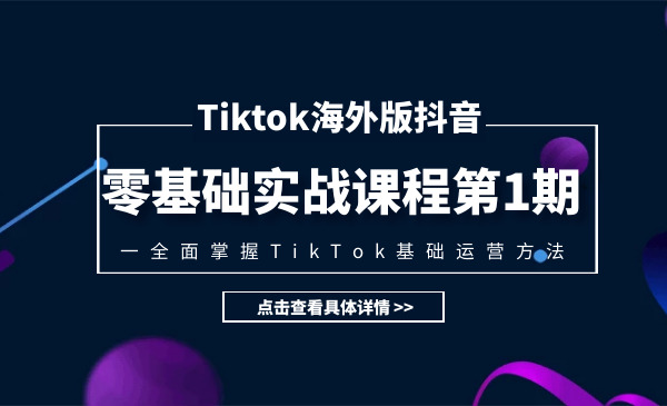 Tiktok海外版抖音零基础实战课程第1期,全面掌握TikTok基础运营方法