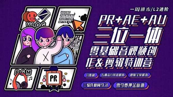 Pr三位一体视频创作&#038;剪辑进阶训练营课程 附Pr、Ae、Au系列视频教程