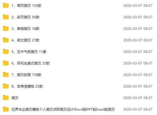 500多份找工作的简历模板