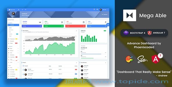 Mega Able v1.2 – Bootstrap 4 & Angular 7 管理端模板
