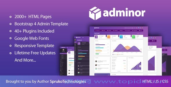 Adminor v1.0 – 整洁时尚响应式的Bootstrap4后台HTML5管理模板