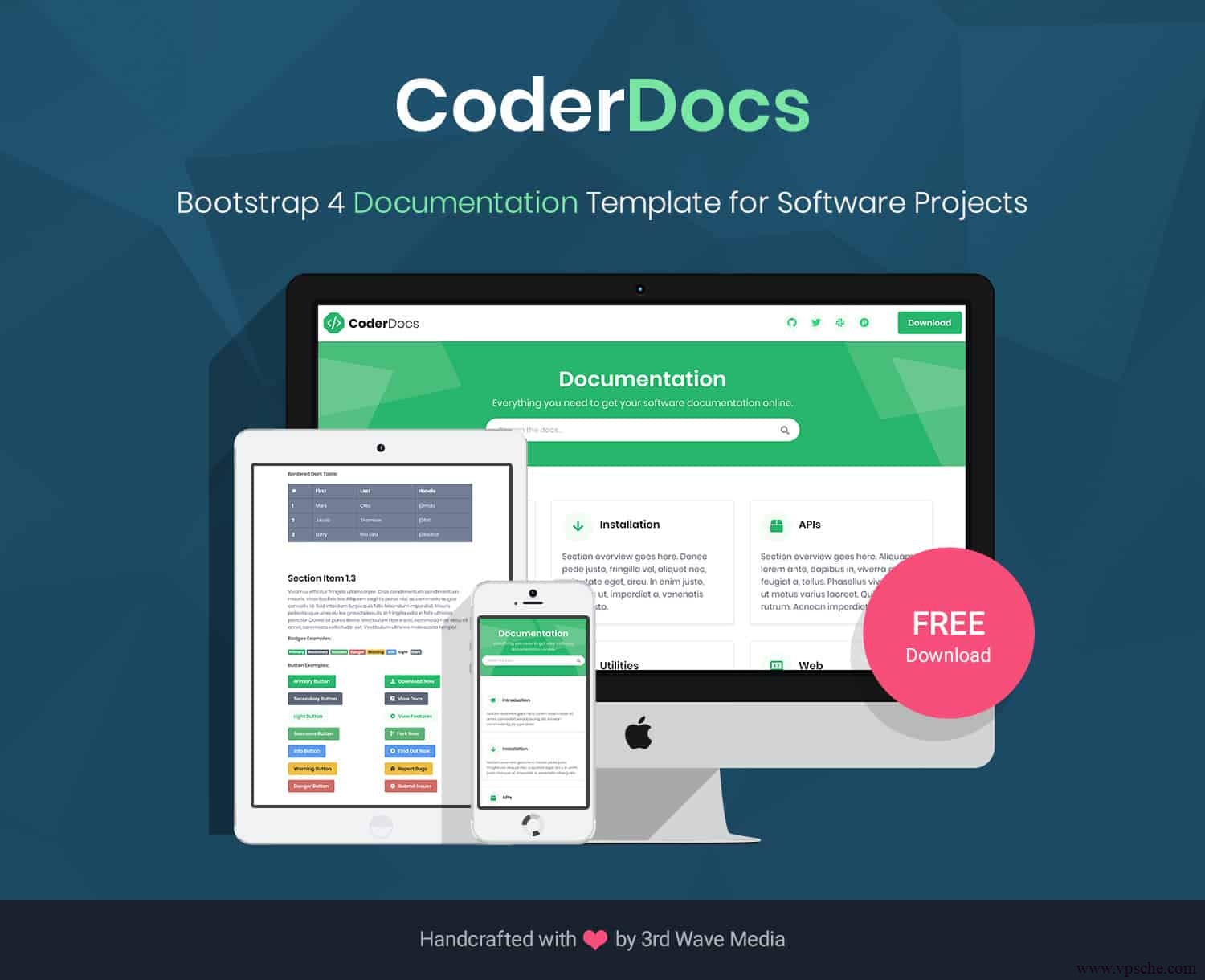 CoderDocs – Bootstrap 4文档模板