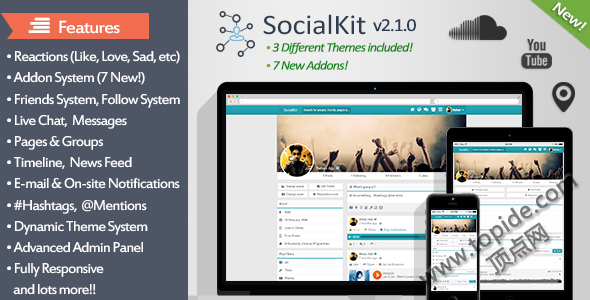 SocialKit v2.1.0 – PHP社交平台源码商业版