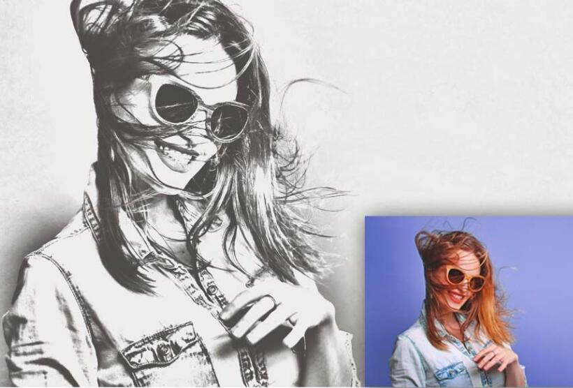 英文版逼真PS素描动作教程-实战照片转素描