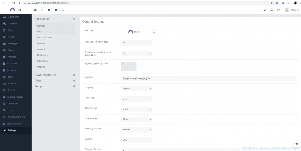 RISE v2.6.1 - PHP项目管理源码