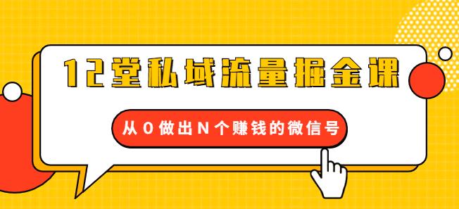 12堂私域流量掘金课:打通私域4大关卡,从0做出N个赚钱的微信号
