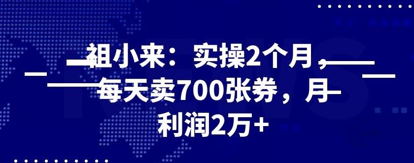 最新赚钱项目：实操2个月，每天卖700张券，月利润2万 