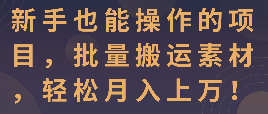 新手也能操作的项目，批量搬运素材，轻松月入上万！【视频教程】