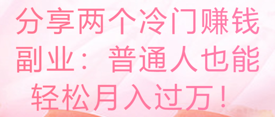 分享两个冷门赚钱副业：普通人也能轻松月入过万！【视频教程】