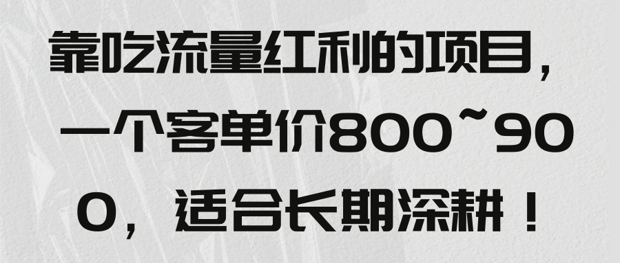 靠吃流量红利的项目,一个客单价800~900,适合长期深耕!【视频教程】