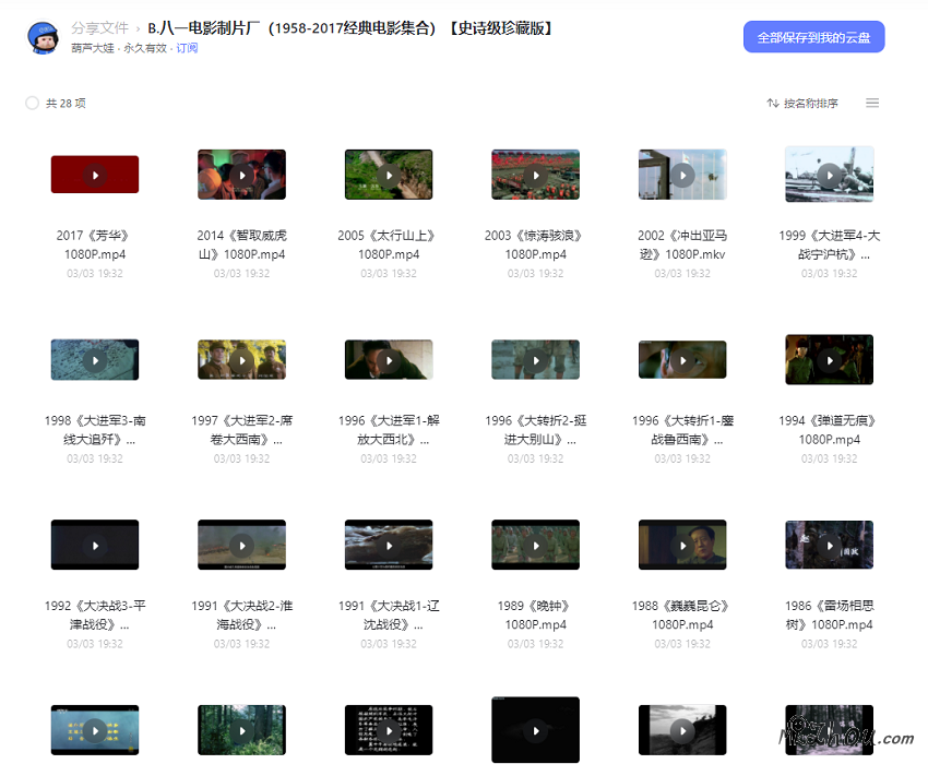 八一电影制片厂28部经典电影合集 史诗级珍藏版【阿里云盘】